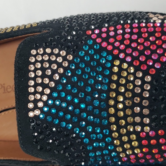 L'AMOUR DES PIEDS CORREZE STONE EMBELLISHMENT BLK SUEDE WEDGES SHOES 10 M MINT - Picture 9 of 14